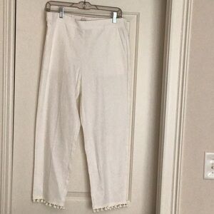 J. Crew Cream Trousers Straight-Leg Ankle-Length